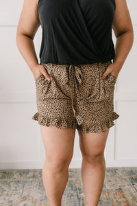 Short Leash Ruffled Shorts In Taupe