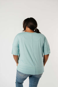 Top Stitch V-Neck In Aqua