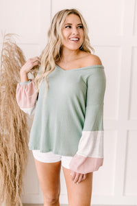 Colorblock Balloon Sleeve Top