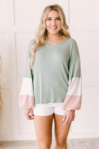 Colorblock Balloon Sleeve Top