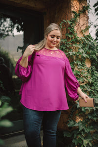 Straight Laced Blouse In Berry