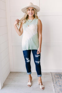 Diagonally Tie Dye Tank In Mint