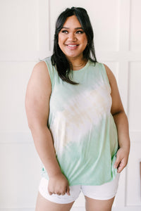 Diagonally Tie Dye Tank In Mint
